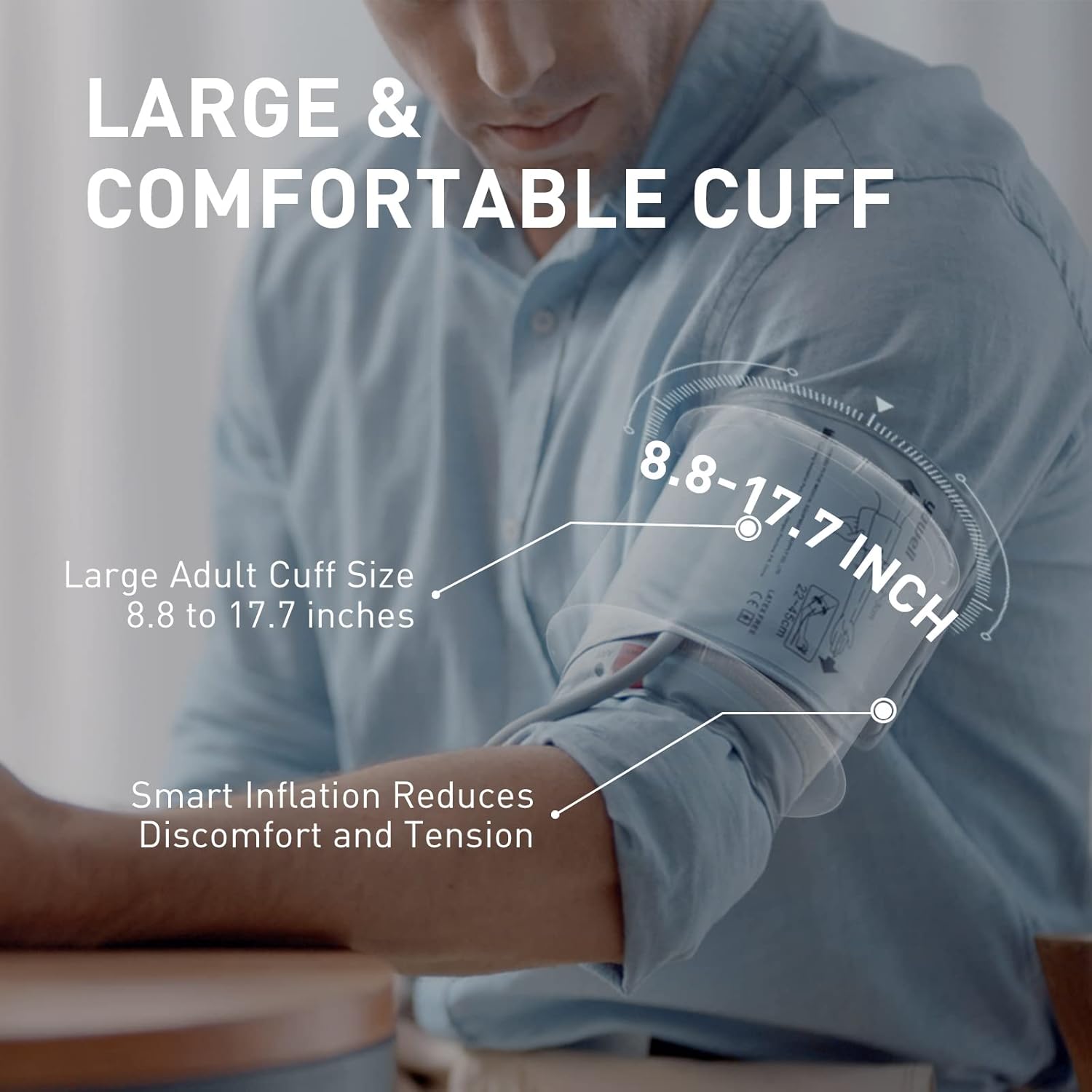 Proper placement of the blood pressure cuff on the upper arm