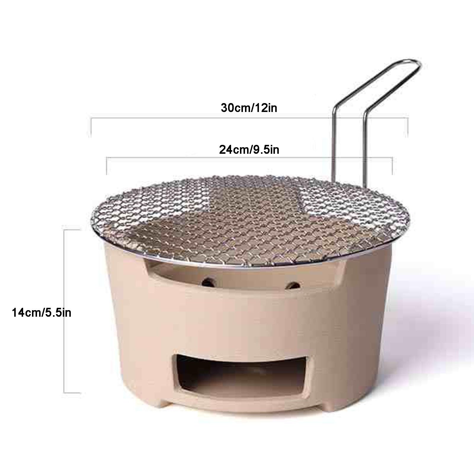 Grill na węgiel drzewny z glinianym paleniskiem, Piec do grilla węglowego z gliny z tacką ze stali nierdzewnej, różne rozmiary, opakowanie 2 szt.(24cm/9.5in)