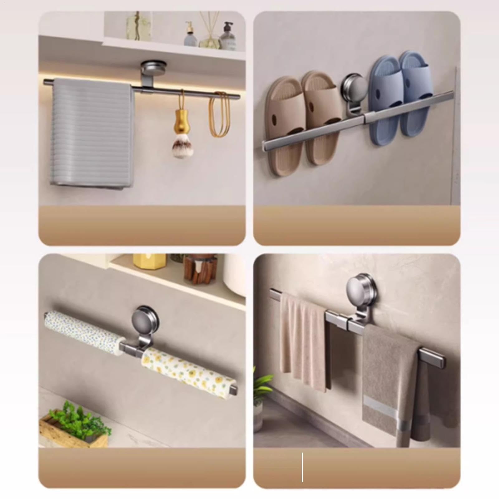 towel bar for bathroom wall - towel rack | bathroom towel holder | no drill hand towel holder | space aluminum towel rail | hand towel slipper rod, wall mounted suction cup towel bar for bathroom kitc