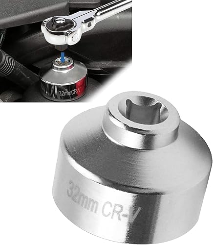 1 llave de filtro de aceite de 6 puntos automotriz de 1.260 in, herramientas de desmontaje de bandeja de aceite de perfil bajo, llave de tubo