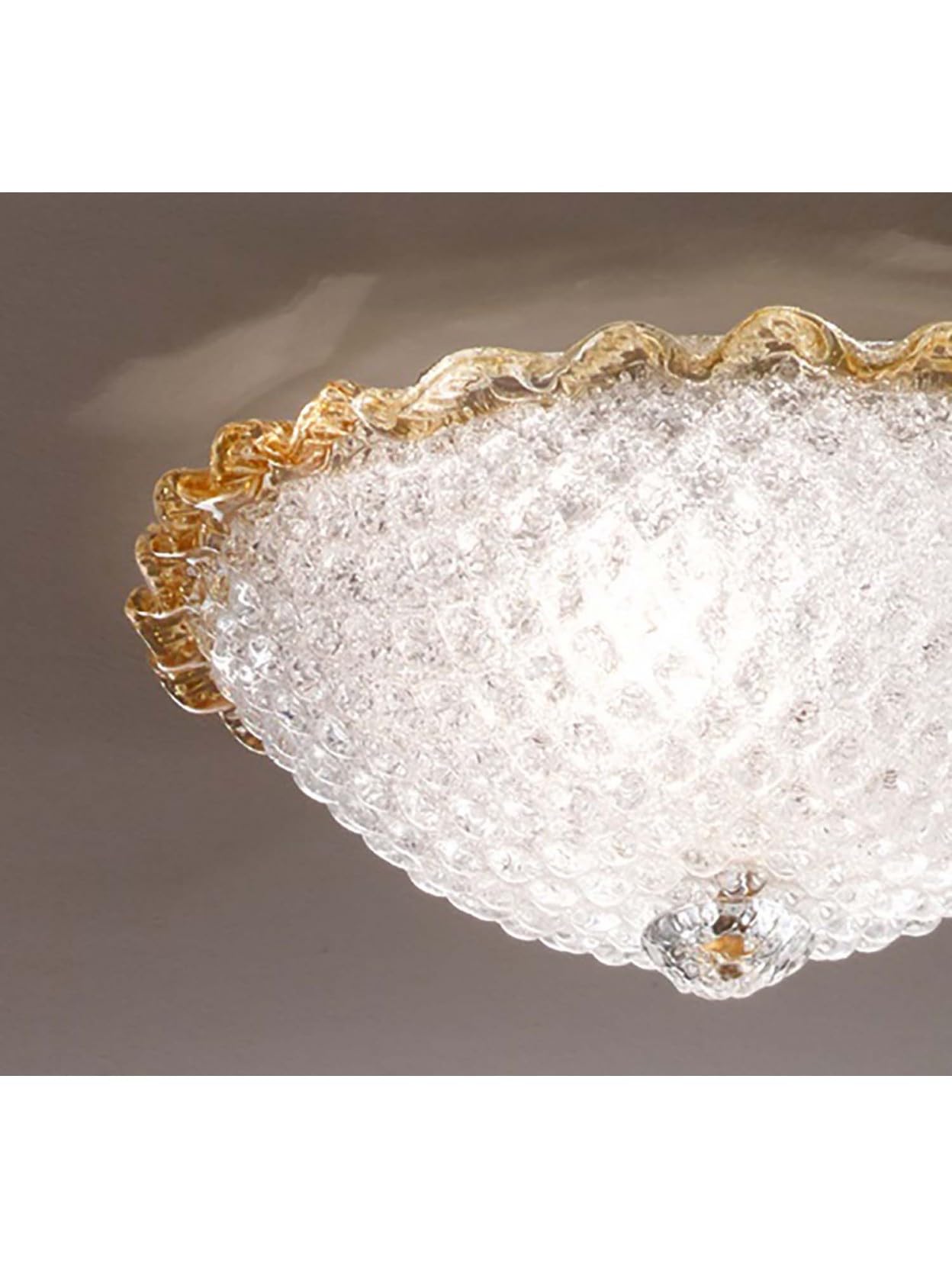 Generico Plafoniera da soffitto classica in vetro murano granigliato ambra a 1 luce DP221 per camera da letto, salotto, soggiorno, sala da pranzo, cameretta, corridoio.