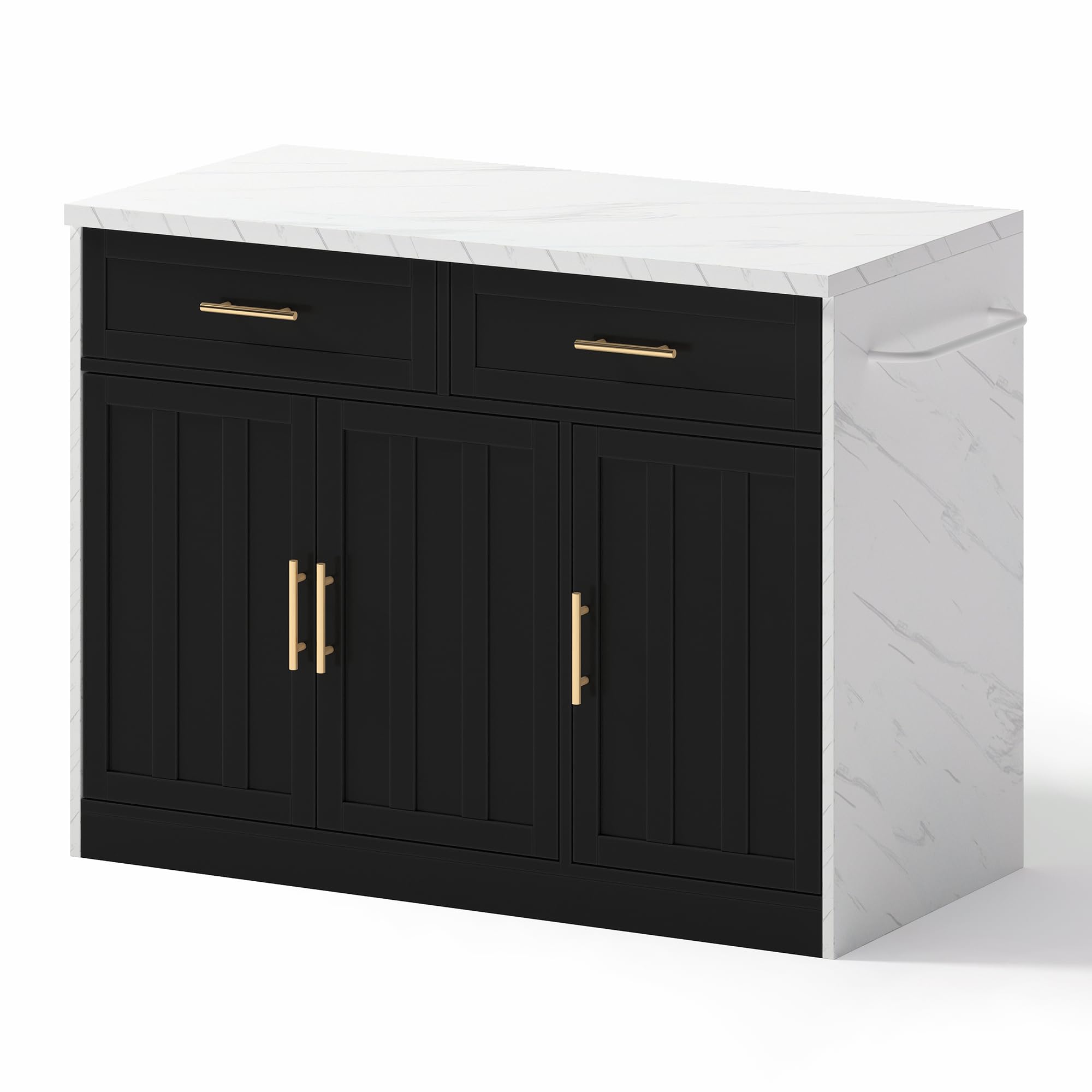 SACOOL 120 x 60 x 91 cm, isola da cucina, prese, porte USB, cavo di alimentazione lungo 1,5 m, ripiani regolabili, maniglie in metallo, porta asciugamani, zona bar, adatto per appartamenti