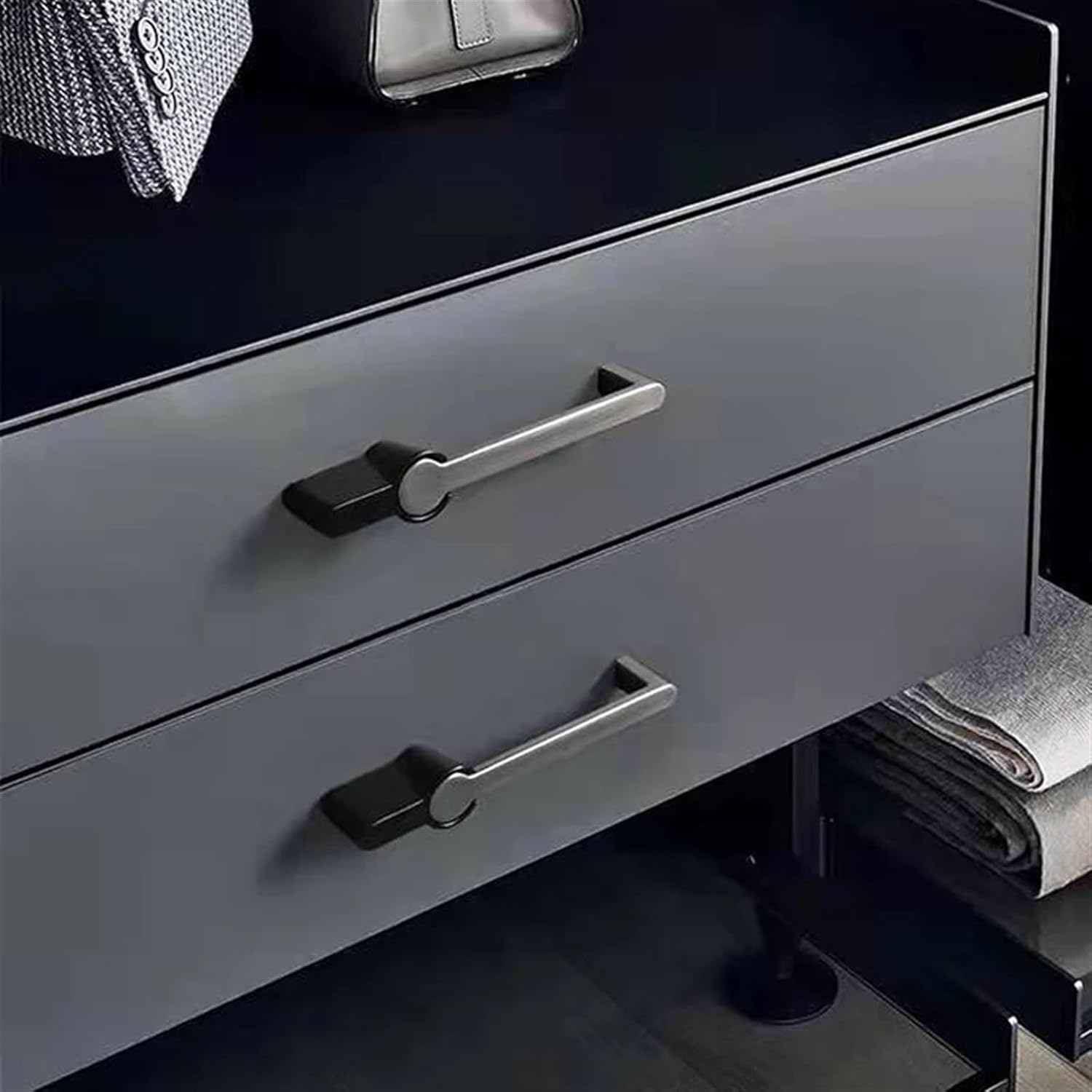 Cabinet Door Handle Kitchen Zinc Alloy Wardrobe Drawer Knobs Grey Luxury Gold Furniture Pulls Decorate Hardware 1Pcs (Color : Black Nickel 64mm)