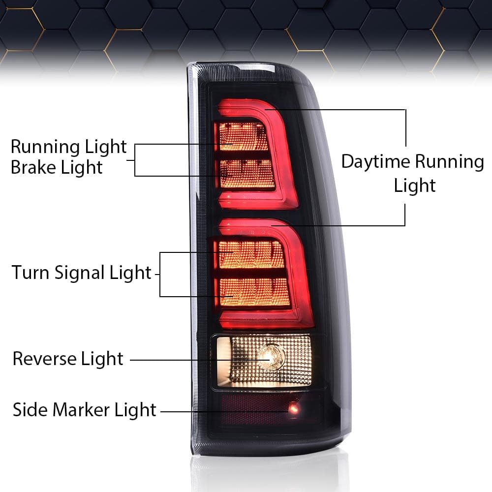 PIT66 LED Tail Lights Replacement Compatible with Chevy Silverado 2003-2006 GM2800174, GM2801174 Smoky(w/wiring harness) Rear Light Lamp Assembly