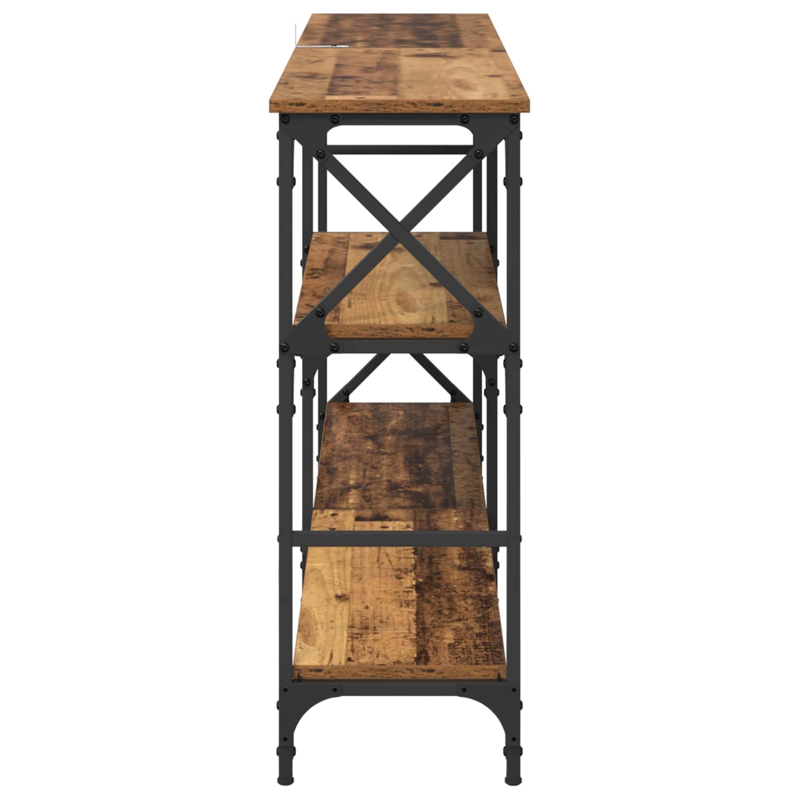 Consolle Ingresso Legno Ingegnerizzato e Metallo 150x29x76,5 cm | Mobile versatile per corridoio e soggiorno con tre ampi ripiani in stile industriale, portata fino a 75 kg.