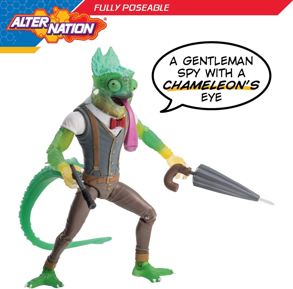 Alter Nation Sham Human Chameleon Alligator Hybrid Web Cartoon Dark Horse Comics Graphic Novel Action Figure with Thermal Color Changing Body & Mini Comic Book Great Gift for Kids 6 & Up