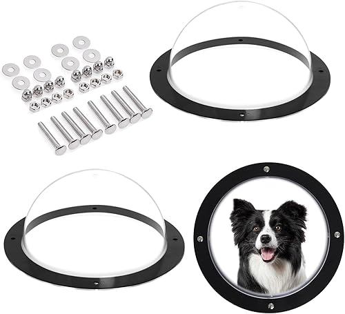 Hedday Lot de 2 fenêtres de clôture pour chien, 3,7 m, dôme en acrylique transpa