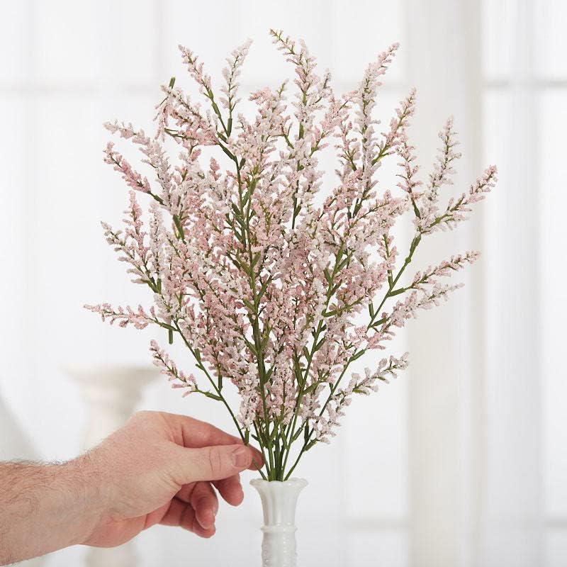 Factory Direct Craft Light Pink Artificial Heather Bush - Faux Wispy Light Pink Heather Wildflower Bush for Flower Arrangements and Spring or Summer Decorations