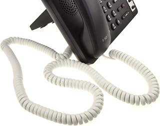 kenable Telephone Handset Coiled RJ10 Plug to RJ10 Plug Cable Lead White 5m [5 metres]