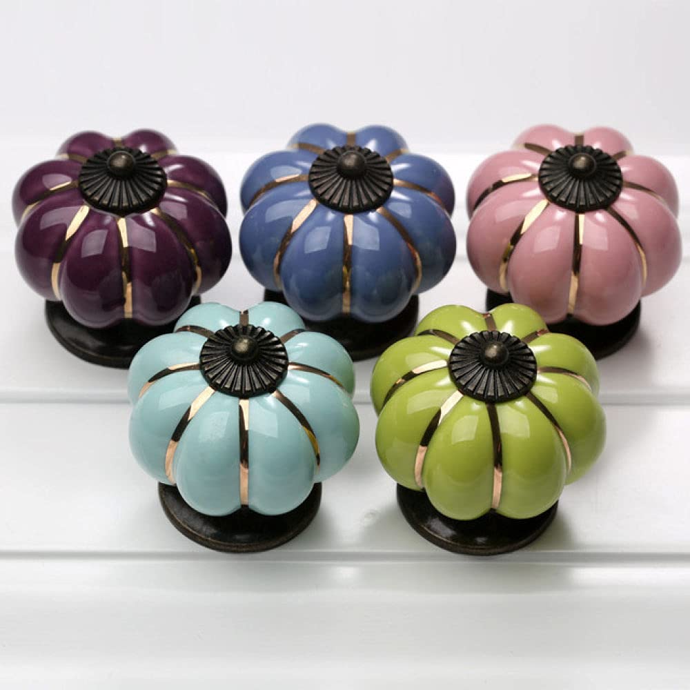 Poignée en céramique colorée citrouille de 4cm pour rénovation de buffet