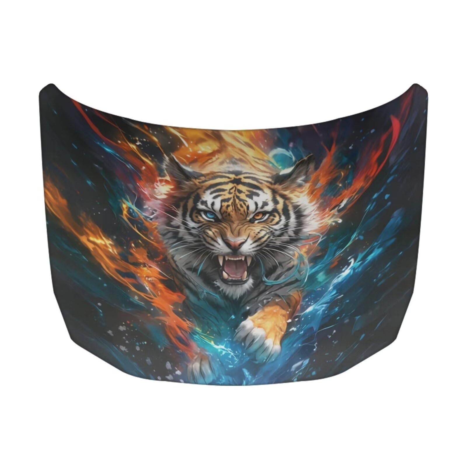 59×39 Inch Cool Tiger Print Hood Cover for Compact Sedan SUV Trucks Stretchable Car Hood Wrap Blankets Auto Banner Waterproof Auto Exterior Accessories