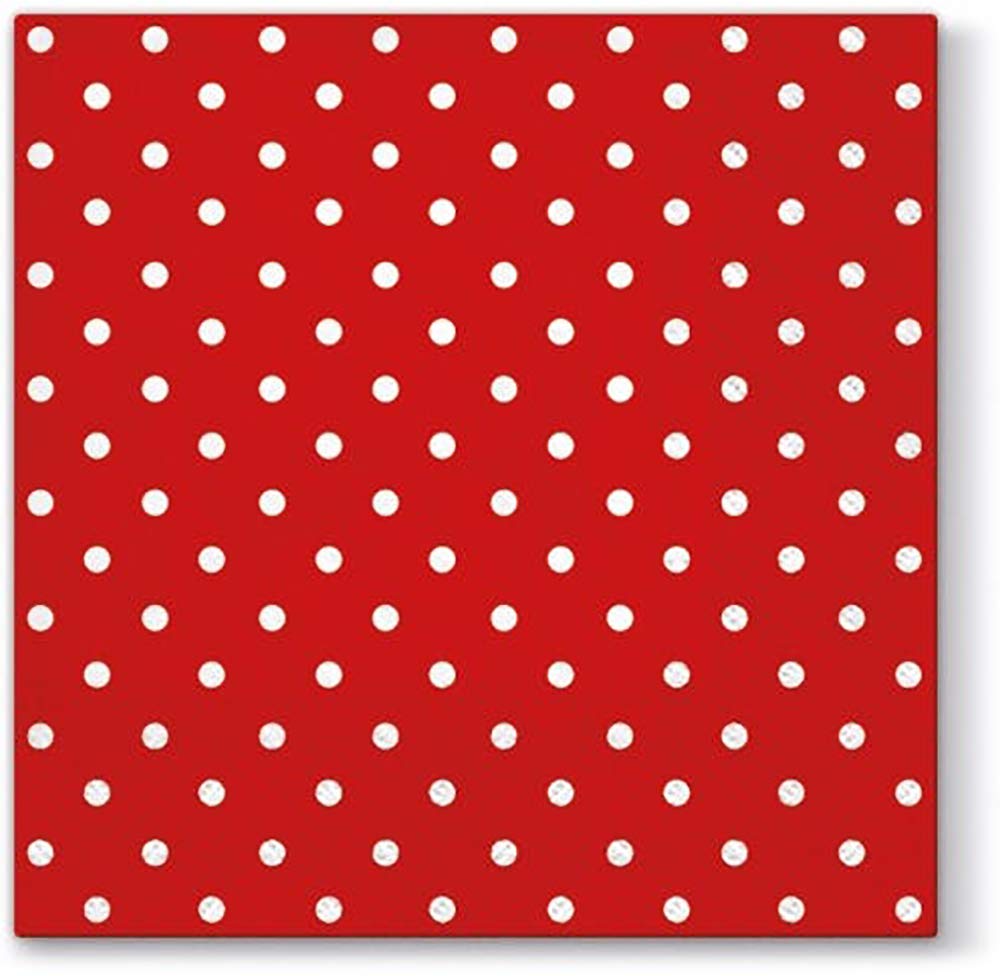 3-PLY Quality Red Dots Paper Napkins Serviettes 33cm x 33cm (Pack of 20)