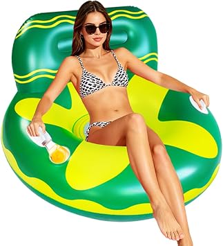 Pool Floats for Adults mesh Bottom Pool raft with Two Handle and a Big Cup Holder, Great for Chilling in The Pool