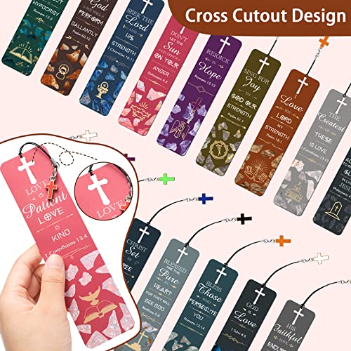 30 Pcs Bible Verses Bookmarks With Hollow Cross And Cross Pendants Inspirational Book Markers Christian Bookmarks, Christian Gifts Reading Reward Scripture Church Supplies For Women Kids Men #TOP2