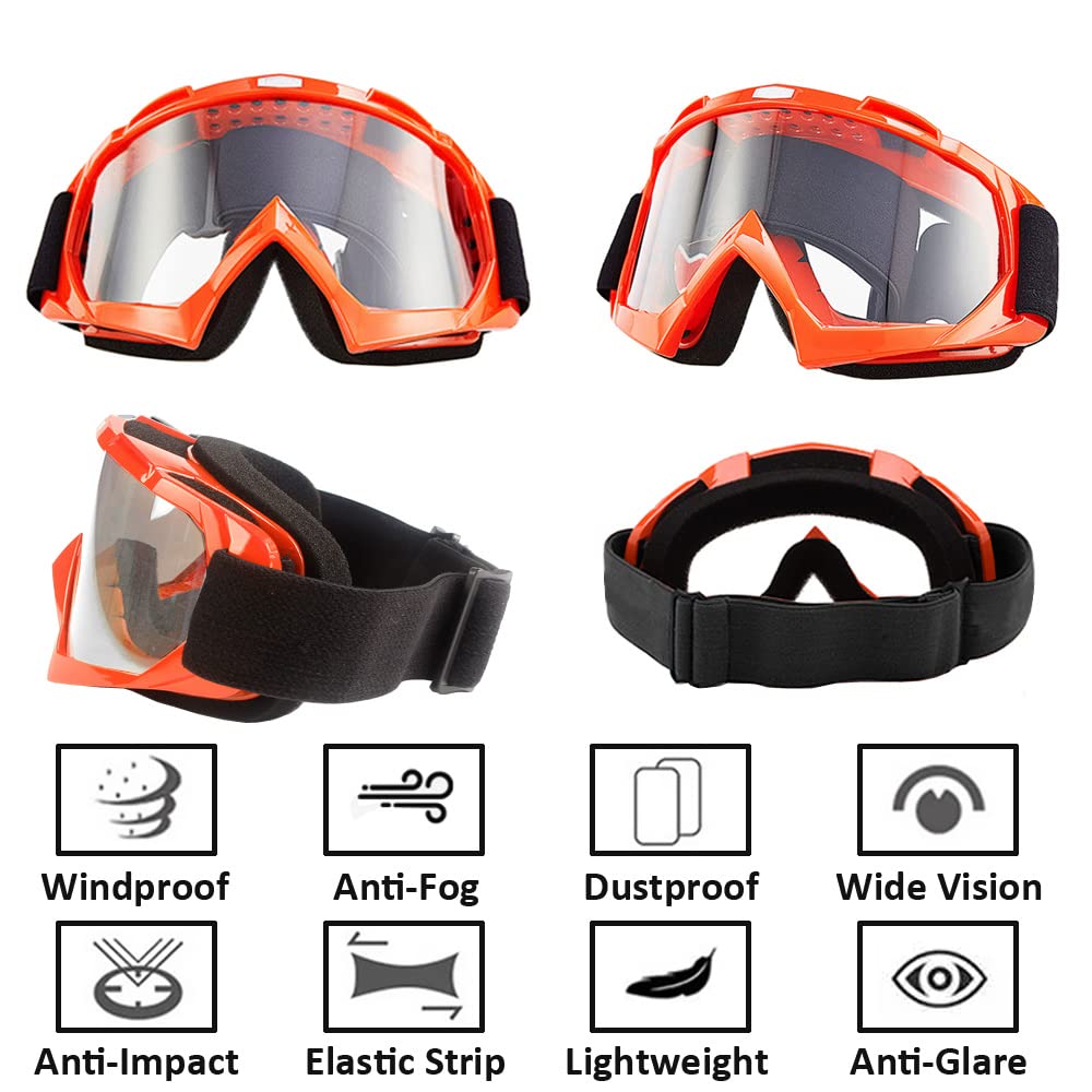YPLonon Occhiali Da Moto Vintage Trasparente Con Fascia Elastica - 8