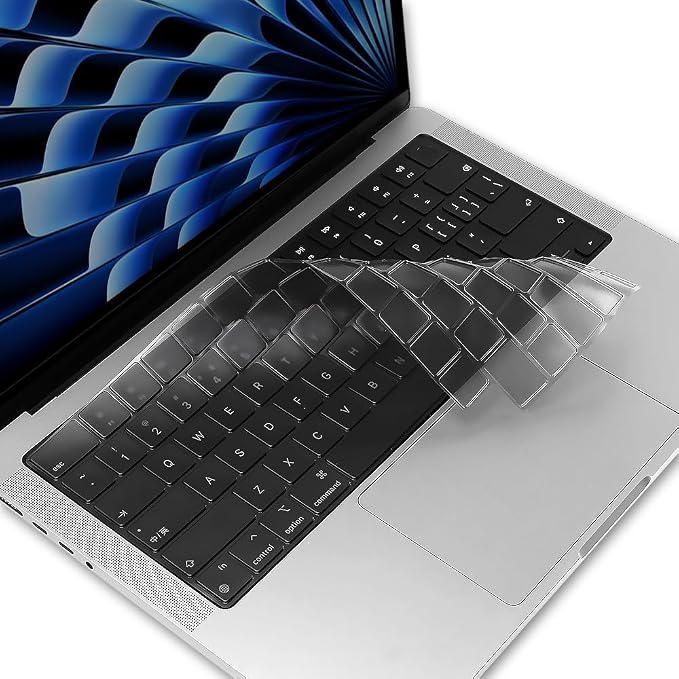 Tukzer Ultra Thin Protector Skin Keyboard Cover for MacBook Air 13.6" M4 A3240 M3 A3113 M2 A2681 2025-2021 15" A3240 A3113 A2681 A3241 A3114 A2941,Pro 14"16" M4 M3 M2 M1 A3112 A3185 A3401 A3403 A3186