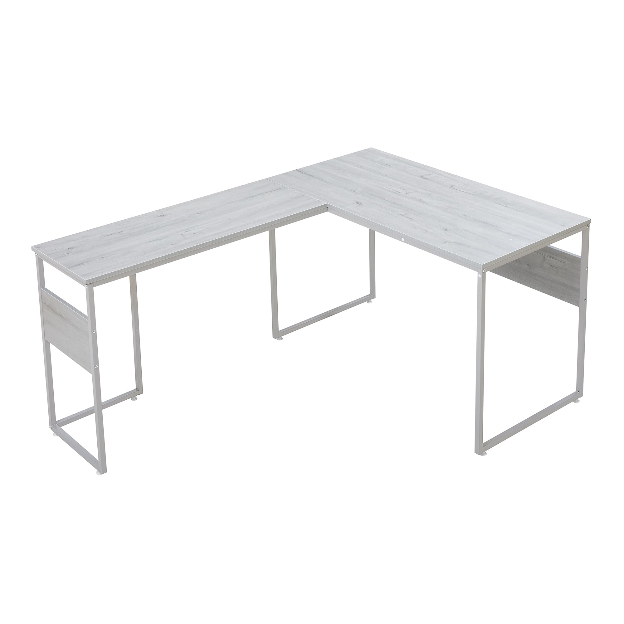 [en.casa] Mesa Escritorio en Forma de L Karlstang Escritorio Esquinero con Amplio Tablero Despacho Oficina Estudio Acero 166 x 120 x 75 cm - Gris Claro