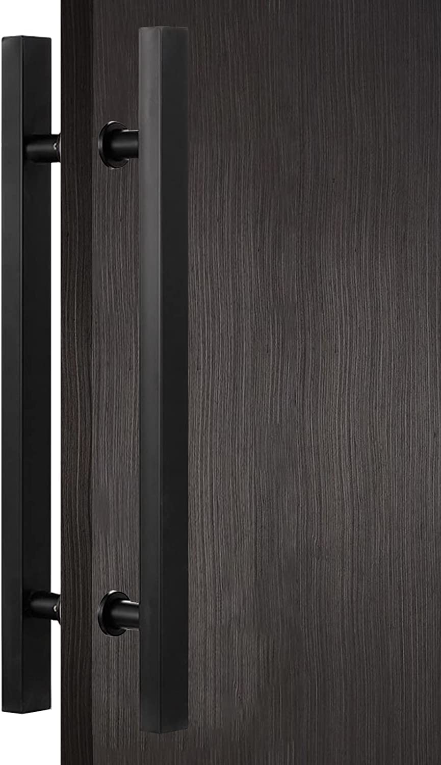 Niusabou Matte Black Door Handle Barn, Square H Push Pull Door Handle Double Sided Multicolor Multiple Sizes(,60Cm/24In)