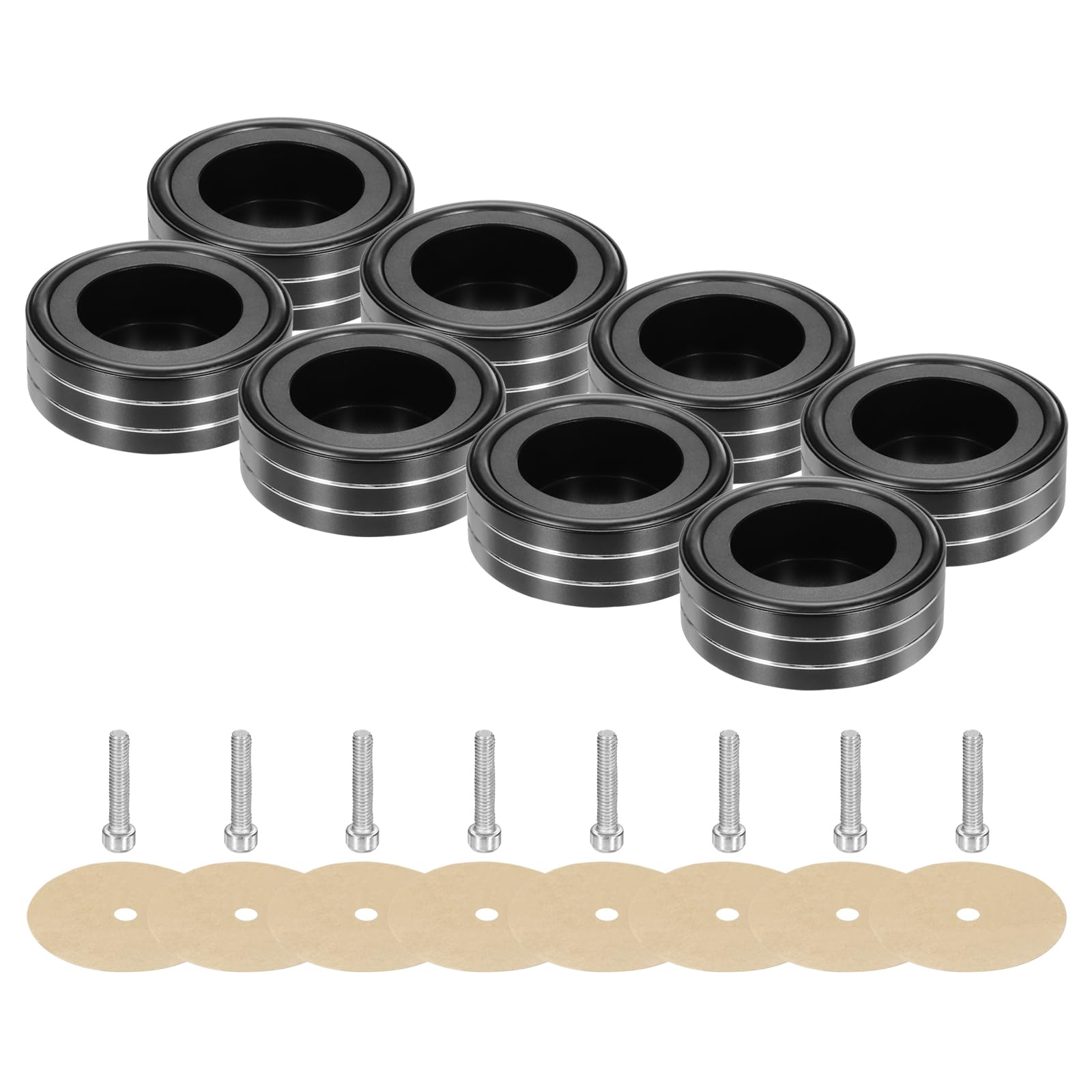 QUARKZMAN 8 Pz Pad di Isolamento per Subwoofer, 58x22mm Pad di Isolamento per Altoparlanti Piedini Spike per Altoparlanti Tornio Audio Studio Monitor Pad di Isolamento, Viti M4 Nere