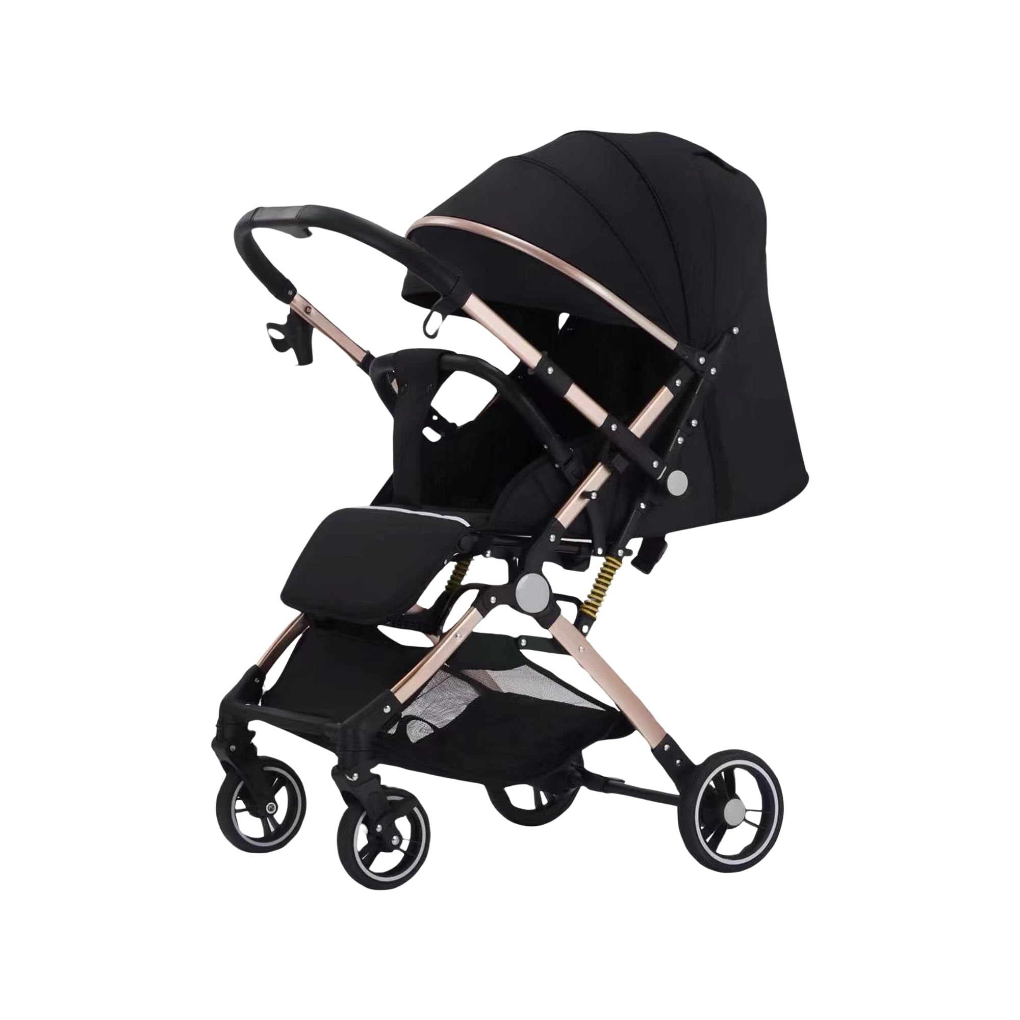 DAESOL Professional All-in-One Baby Stroller, Lightweight Foldable Pushchair with UPF50+ Sunshade, Shock-Absorbing Wheels, Reclining Seat for 0-36 Months | Black