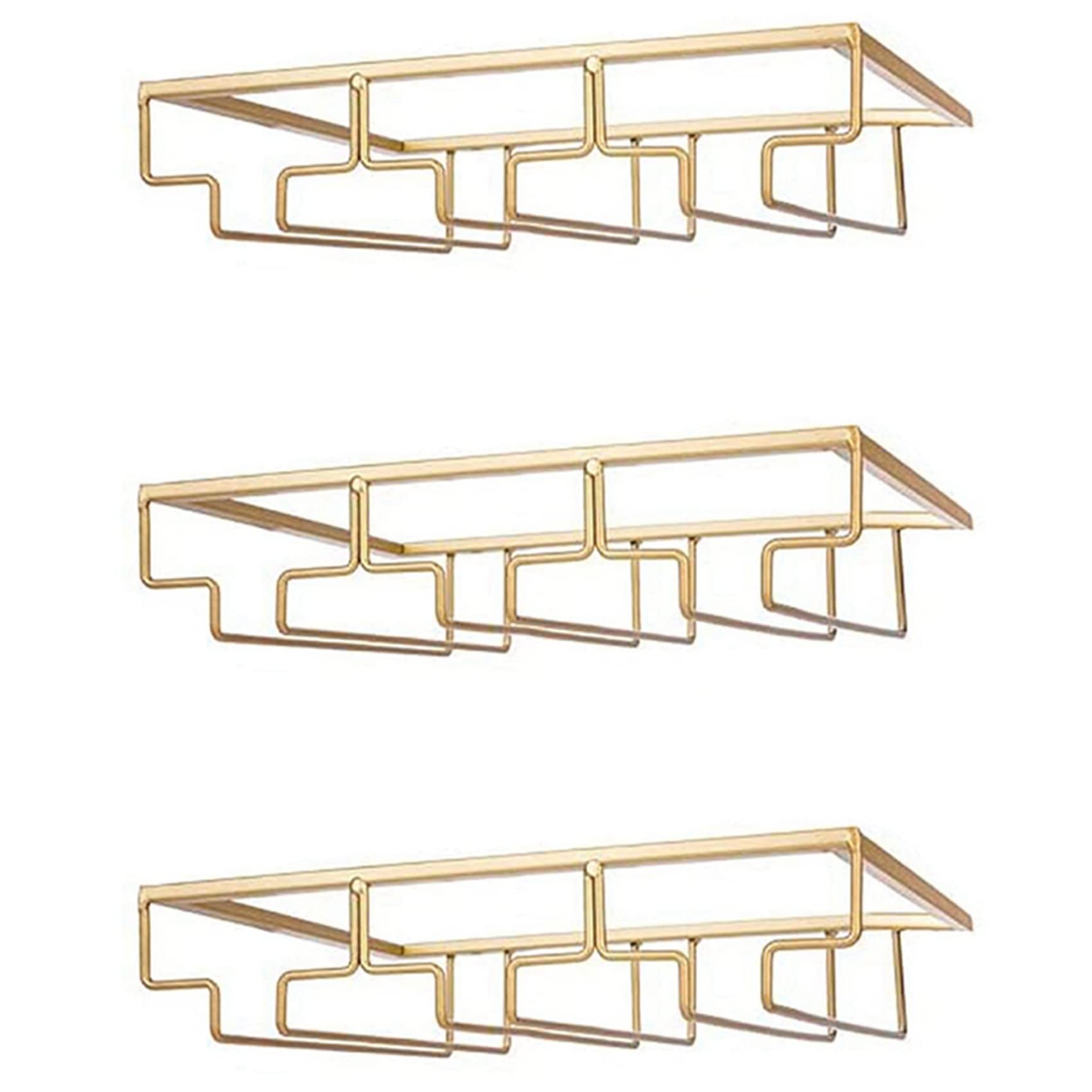 Hndhbfgrt 3X 3 Rows Wine Glass Rack Under Cabinet Stemware Holder Iron Wine Glass Organizer Glasses Storage Hanger for Bar Kitchen