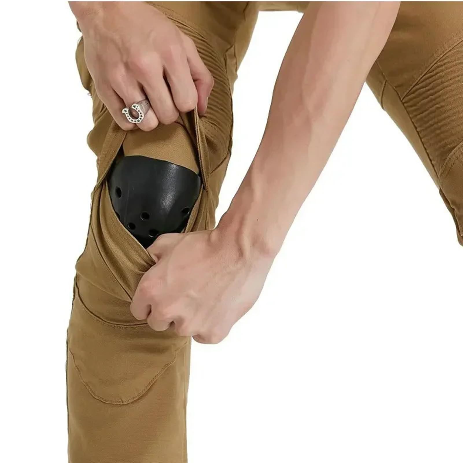 Uomo Moto Pantaloni Jeans Pantaloni Protettivi da Uomo con 2 Paia Di Protezioni per Fianchi e Ginocchia, Jeans da Motociclista Slim Fit