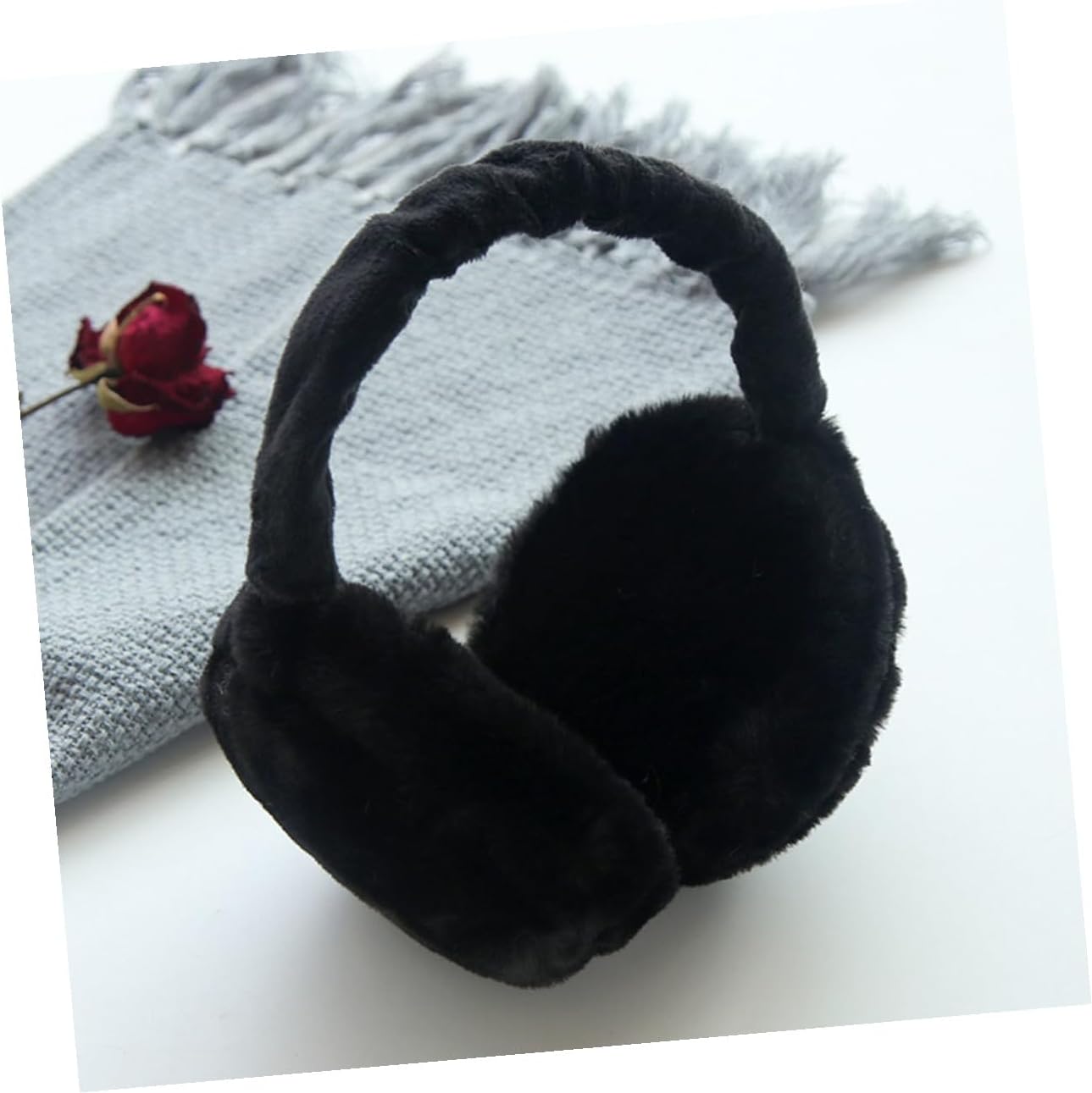 GALPADA 2pcs Fuzzy Winter Ear Muffs Warm Keeping Earmuffs for Men Women Large Plush Foldable Ear Covers for Cold Weather Outdoor Sports and Daily Use