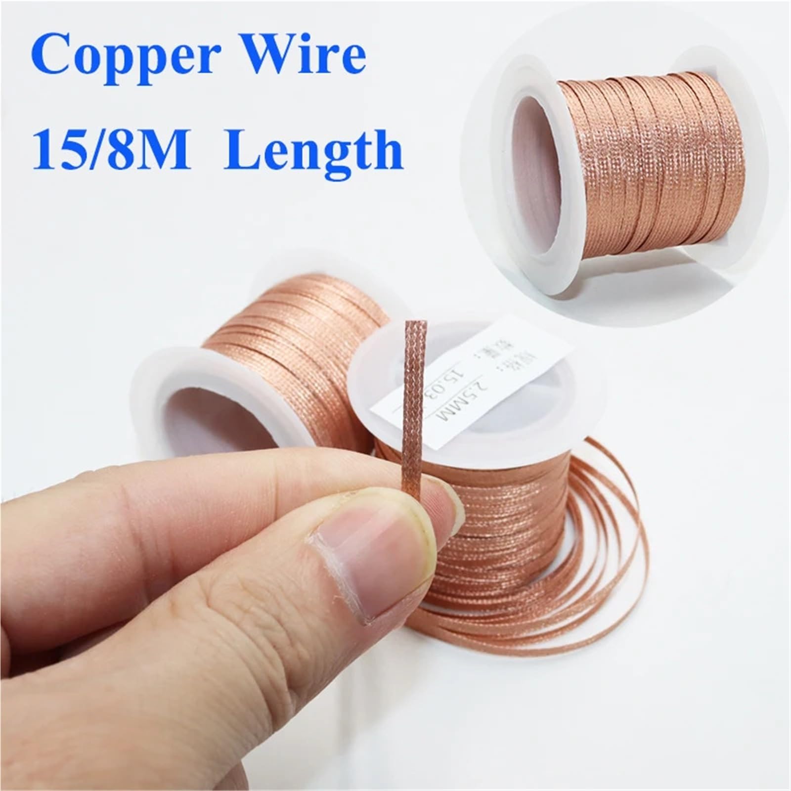 Kit Riparazione Paraurti Auto Filo di Rame 15/8M Lunghezza 2,0/2,5/3mm Larghezza Treccia dissaldante Stoppino Saldatura Rimozione Fili per PCB Saldatura BGA Rilavorazione(3mm x Length 15M)