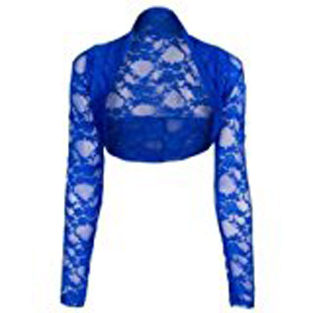 Divadames Womens Cropped Lace Shrug Ladies Bolero Size UK 8-16 (4XL/5XL(22-24), Royal)