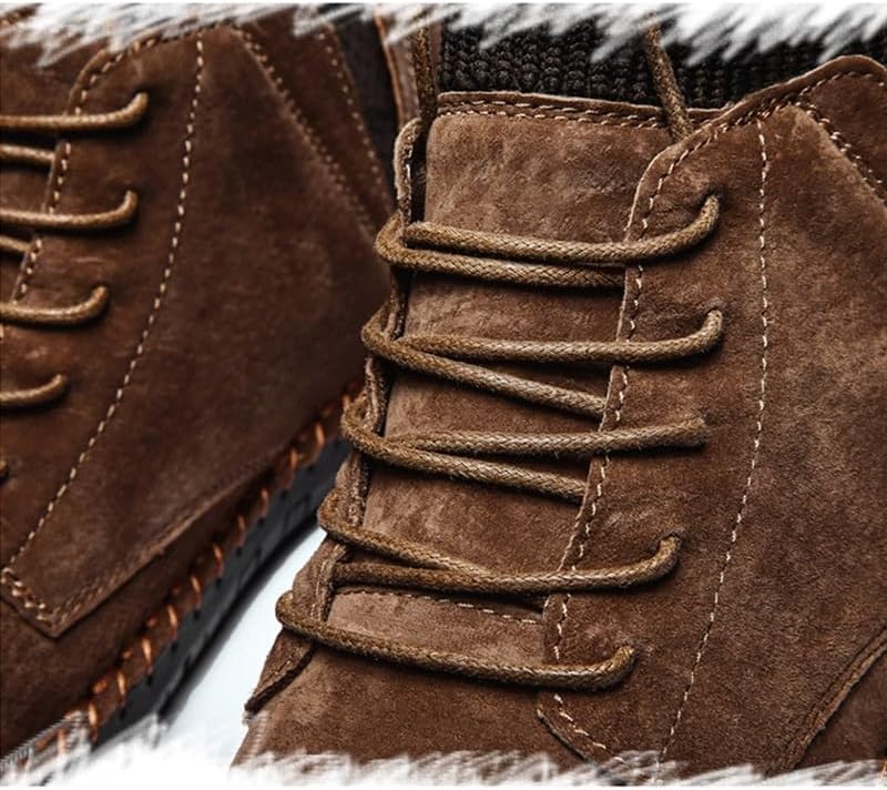 Shoes Men's Fashionable Lace-up Stitching Leather Boots High-top Round-Toe Flat-Soled Oxford Shoes for Travel Driving Men Casual Soft-Soled Shoes(Gray,7)