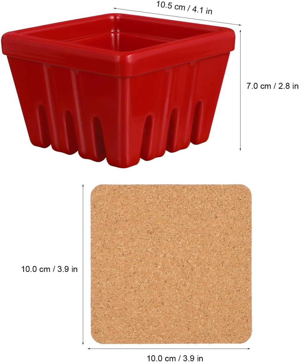 Luxshiny 3pcs Berry Basket with Cork Coasters Set Pulp Berry Basket Bowls Fruit Packaging Fruit Containers Keeper Containers for Fridge