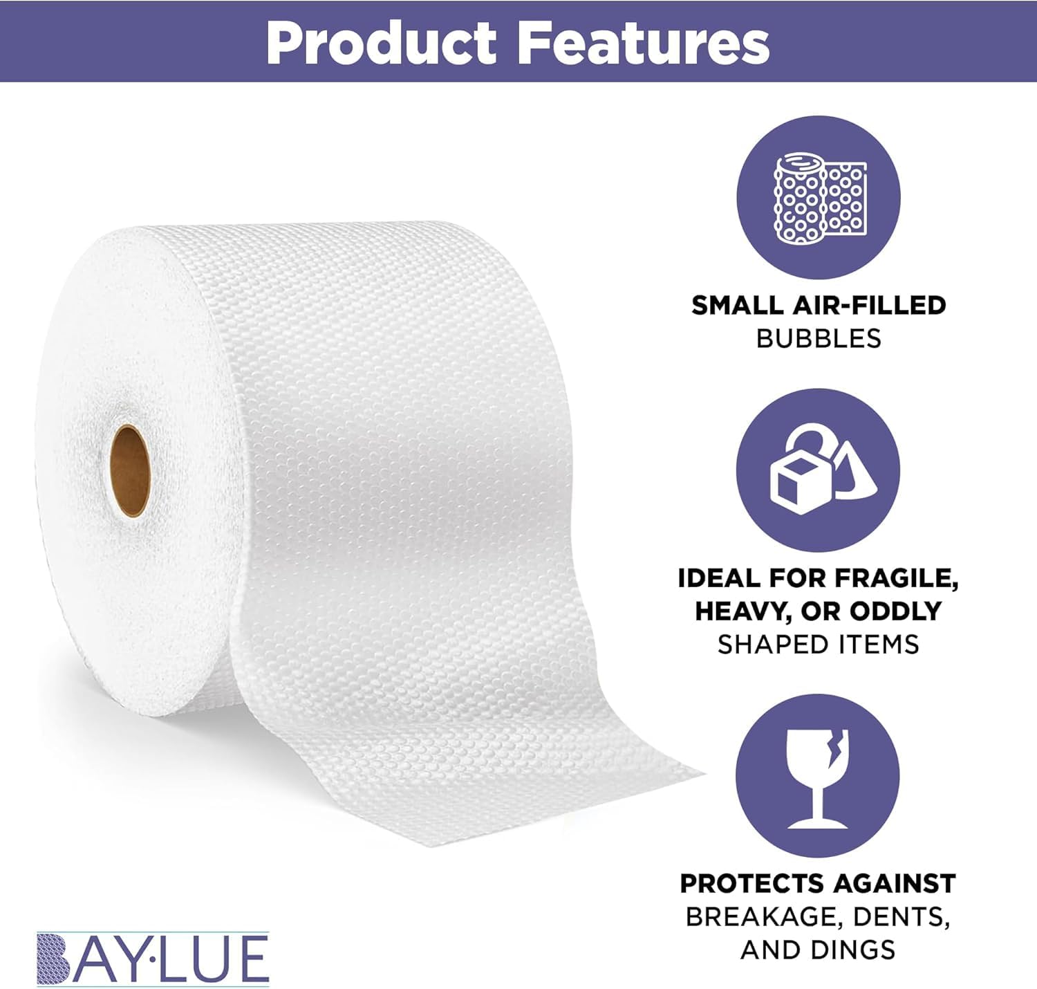 Air Bubble Cushioning Wrap Large Roll Dispenser Carton for Heavy-Duty Packing, Moving, Shipping, Packaging Boxes & Mailers |small 3/16 Bubble| 12 Inch x 175 Feet Total, Perforated Every 12" |USA Made