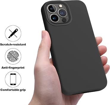 iPhone 13 Pro Case, OTOFLY Liquid Silicone Slim Protective Shockproof Phone Case Cover Scratch Resistant Microfiber Lining 6.1 inch Black
