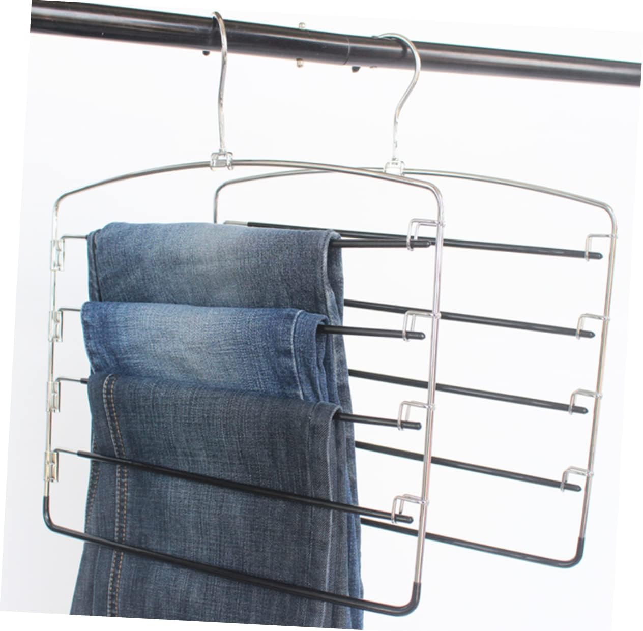 IMIKEYA 3pcs Metal Pants Hangers Space Saving Hangers Clips for Pants Heavy Duty