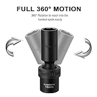 Vista 4 de CASOMAN 10 piezas de 1/2 pulgada de profundidad Juego de llaves de impacto universal métrico, 10-19mm