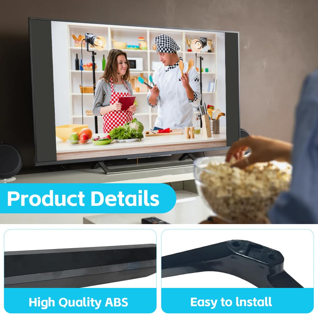Piedistallo Universali per Supporto TV da Tavolo, base TV, per TVs da 30 a 55 LCD Pollici Support TVs in Plastica, Antiscivolo, Installazione Semplice, Supporto da Tavolo con Viti, Nero