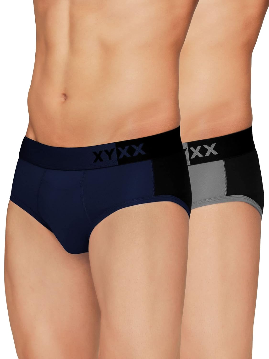 XYXX Men’s Dualist Micromodal Regular Fit Colorblock Antimicrobial Briefs with No Marks Waistband (Pack of 2)