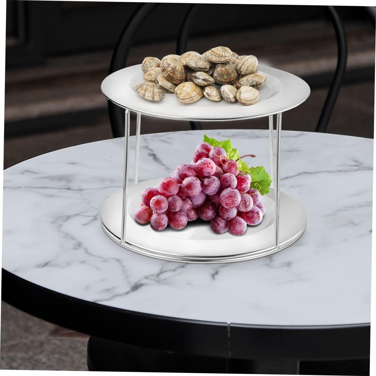 2pcs Stainless Steel Double Layer Grill Rack Sicilian Pizza Pan Holder Kitchen Rack for Serving Trays