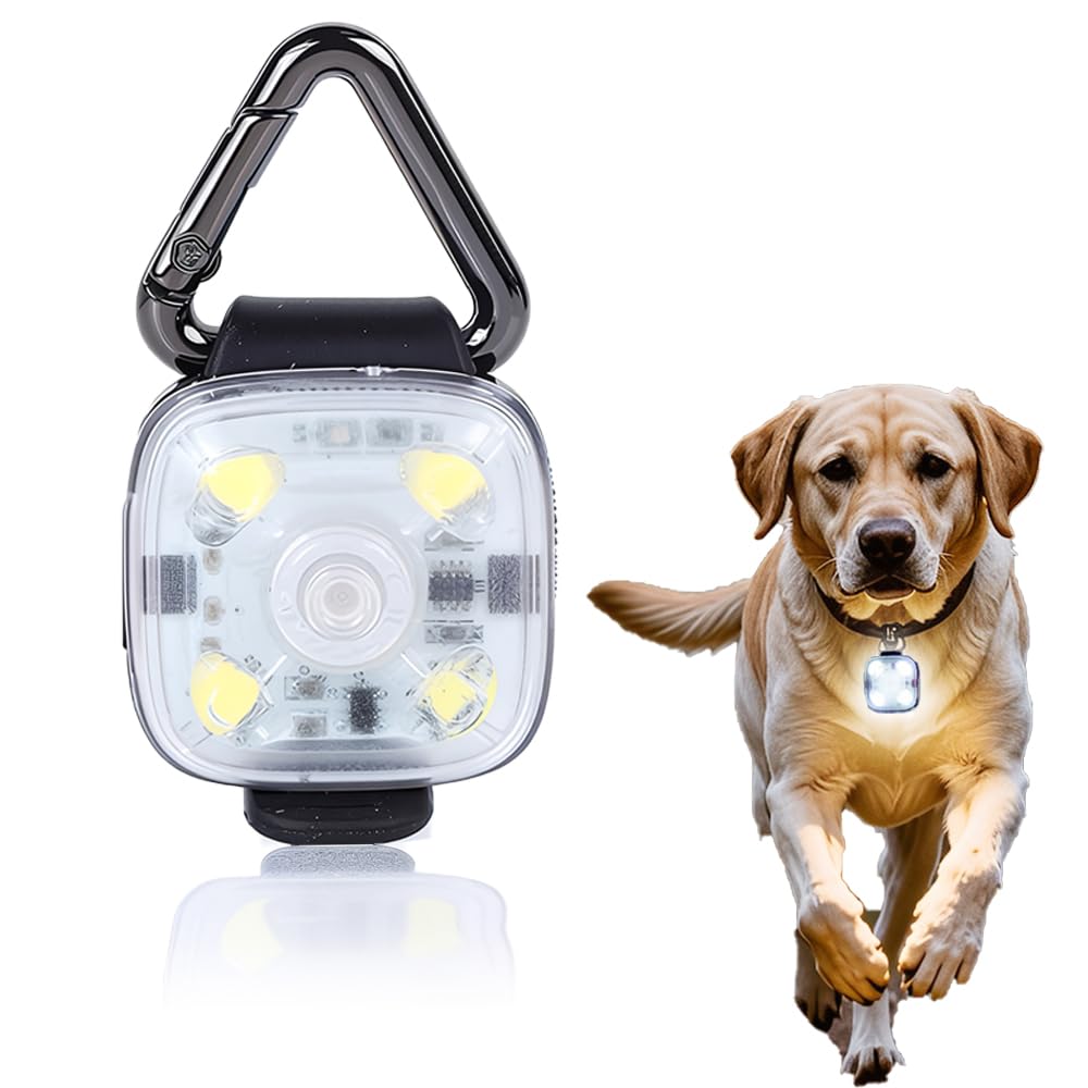 Waoferfio Dog Lights for Night Walking, Rechargeable LED Dog Collar Light with 4 Modes, IP68 Waterproof Clip on Safety Light for Dogs, Perfect for Camping and Nighttime