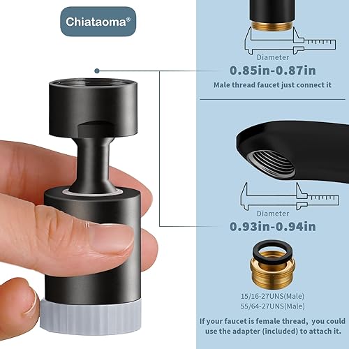 Miniatura 5 de Aireador de grifo giratorio, boquilla de grifo de 3 funciones, accesorio de grifo de fregadero de cocina giratorio de gran ángulo de 360°, extensor