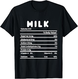 Milk Nutrition Facts Ingredient Funny Thanksgiving Xmas Food T-Shirt