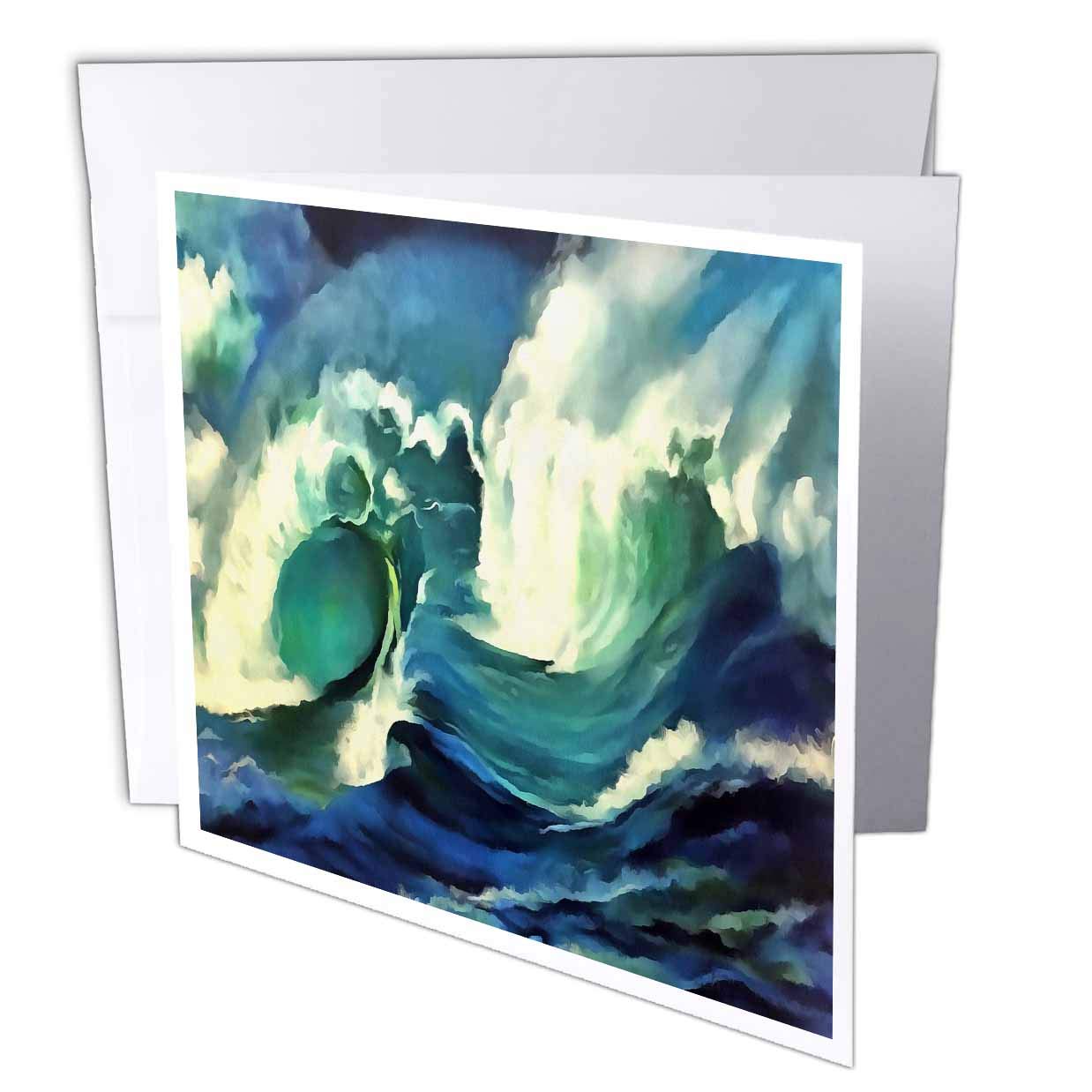 3dRose gc_245523_1 6 x 6-Inch "Going with The Flow Ocean Waves" Greeting Card (Pack of 6)