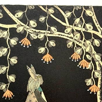 Amazon.co.jp: 朝日 みお 「花の香る夜道」銅版画 四ツサイズ