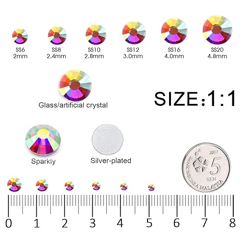 Miniatura 2 de 4240 diamantes de imitación de cristal con parte trasera plana, gemas de cristal para arte de uñas, vasos de maquillaje, redondos brillantes con