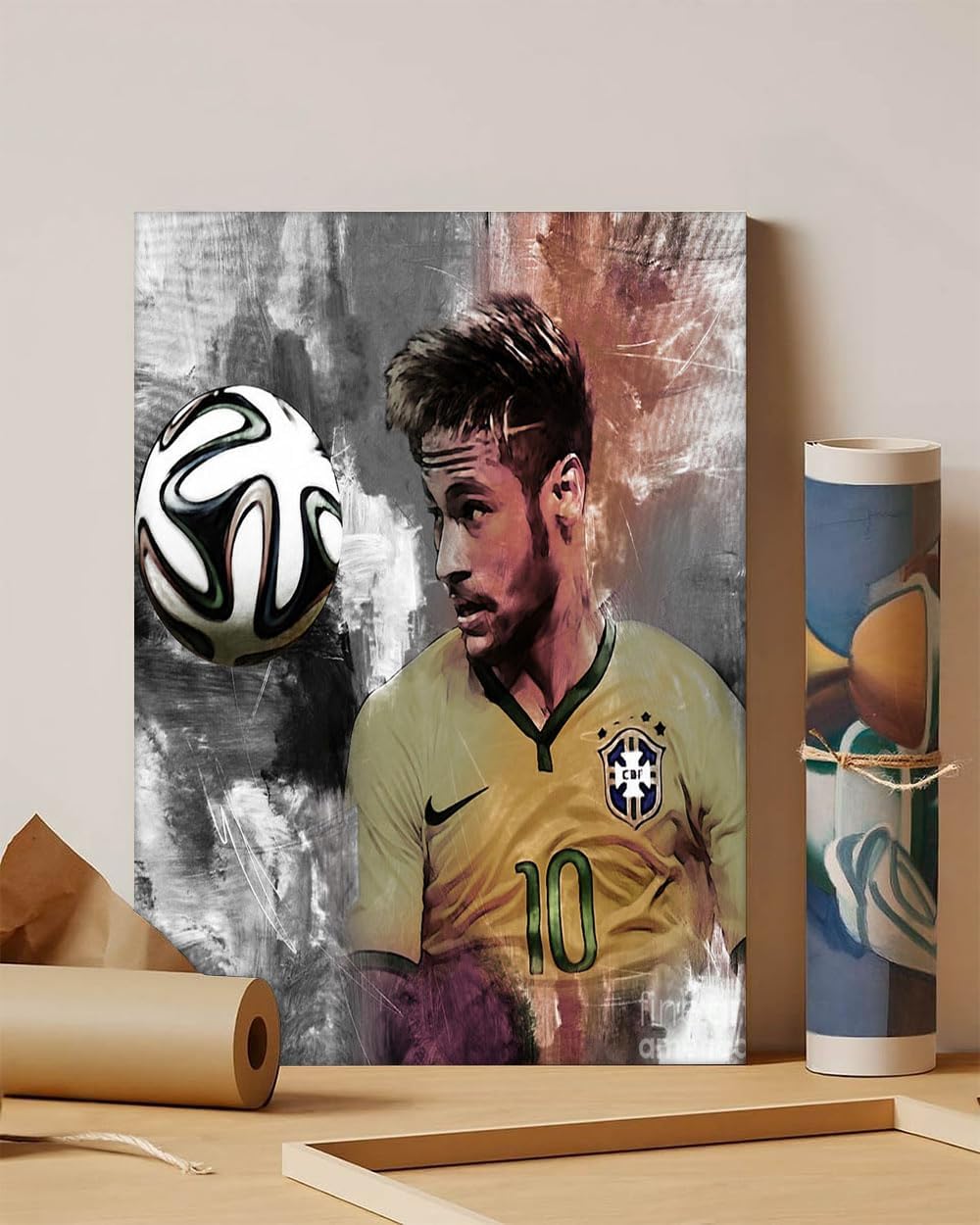 GADGETS WRAPGADGETS WRAP Canvas Gallery Wrap Framed for Home Office Studio Living Room Decoration (11x14inch) - Neymar Jr Football Plaer