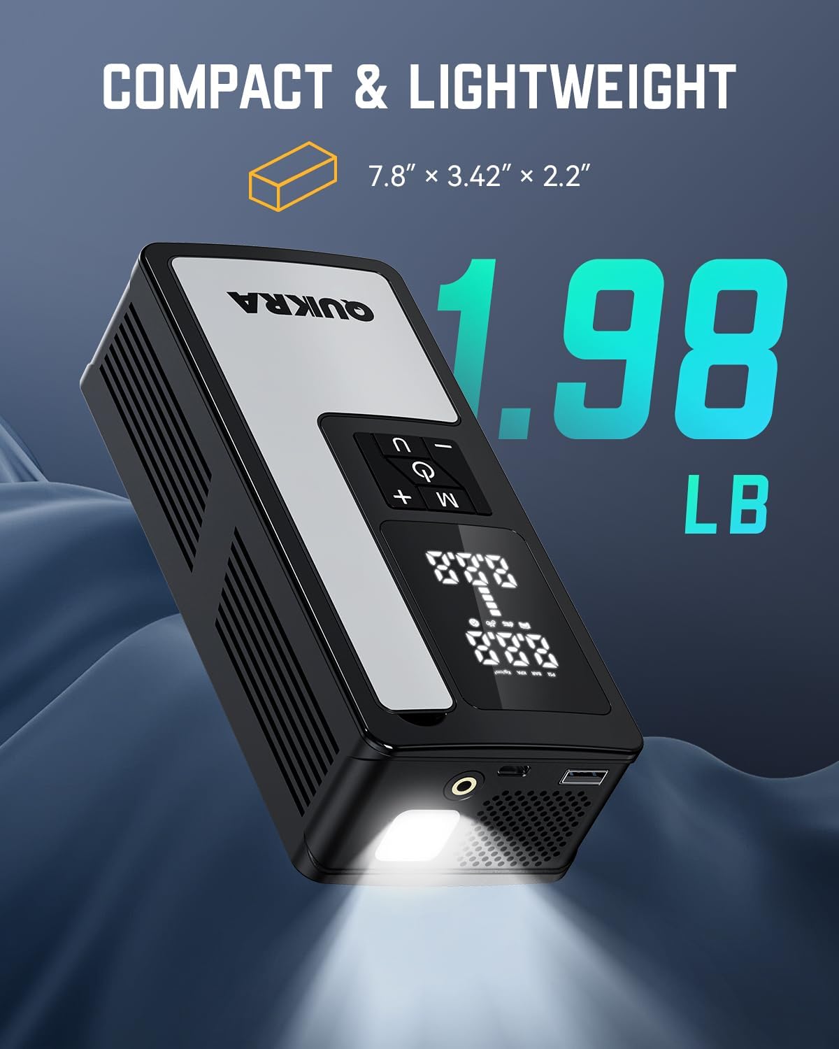 P009 Tire Inflator Portable Air Compressor, 4× Faster 150PSI Air Pump, Auto Shut-off Cordless Tire Pump, Smart Air Compressor with LED Light and Pressure Gauge for Car Motorcycle Bike and Ball