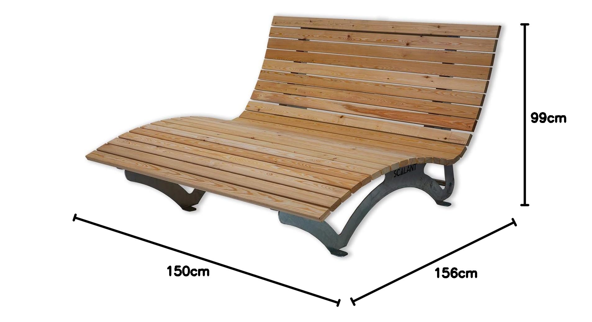 Waldsofa Classic, Lärche, für 2-3 Personen, Sonnenliege, Außenliege, Wellenliege, Relaxliege, Holzliege für den Garten, feuerverzinkt