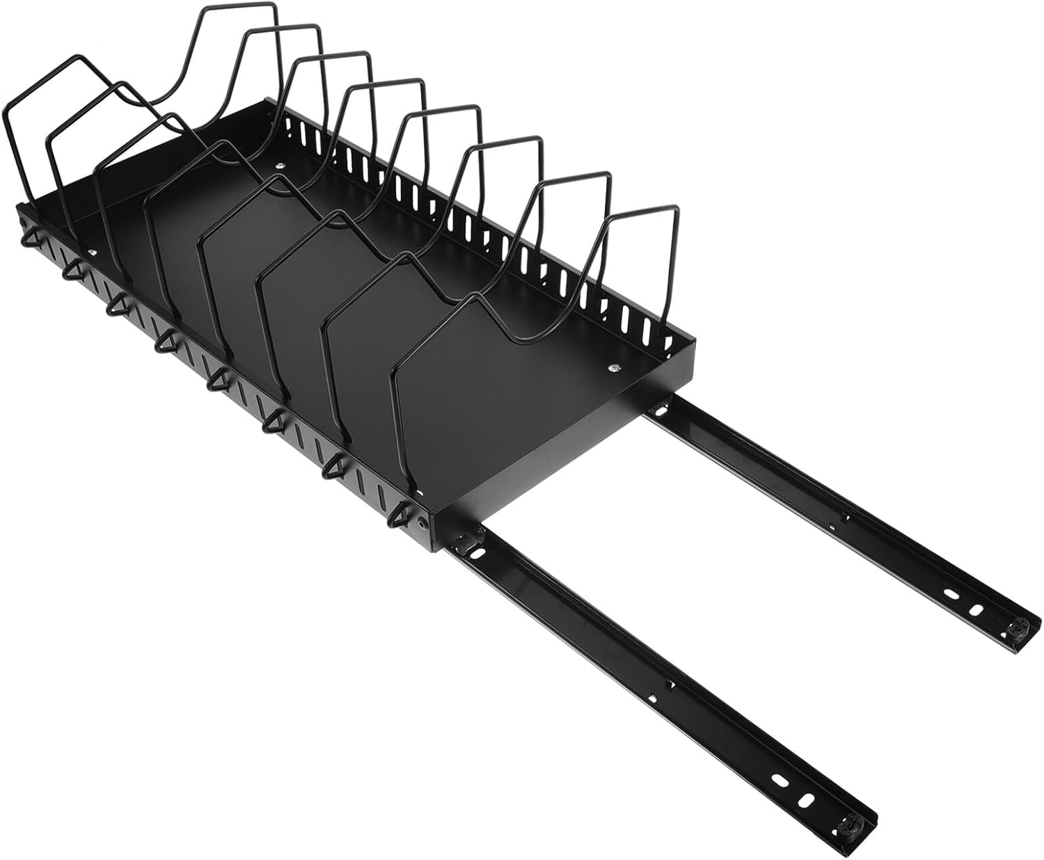 Kichvoe Adjustable Pot Lid Organizer Rack with 7 Sliding Dividers Expandable 42cm Kitchen Cabinet Pot and Pan Storage Rack for Drawer and Cabinet Use