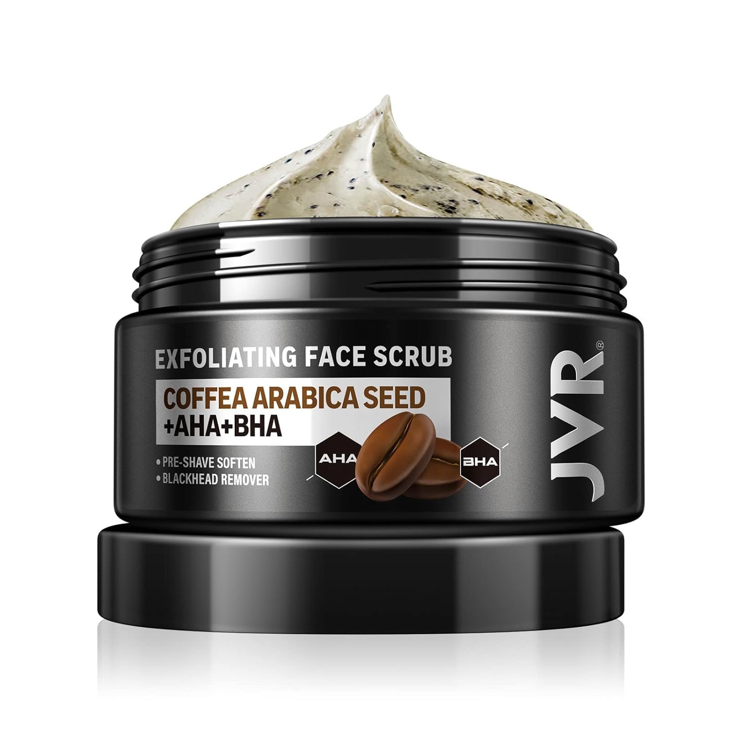 JVR Exfoliante Facial Hombre 120ml, Extracto Café Exfoliante Mejora El Acné y reducir los poros, Natural Exfoliante Facial Profundo limpieza, iluminar el tono de la piel