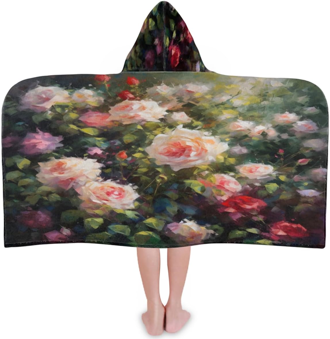 Pardick Kids Bath Towel Romantic Rose Beach Towel with Hood Pool Cover Up for Girls Boys Soft Absorbent Hooded Bath Towel Toddler Towels for Beach, Pool